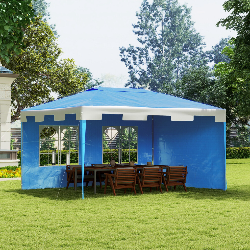 Outsunny 4 x 3 m Garden Gazebo Outdoor Canopy Marquee Party Tent Blue