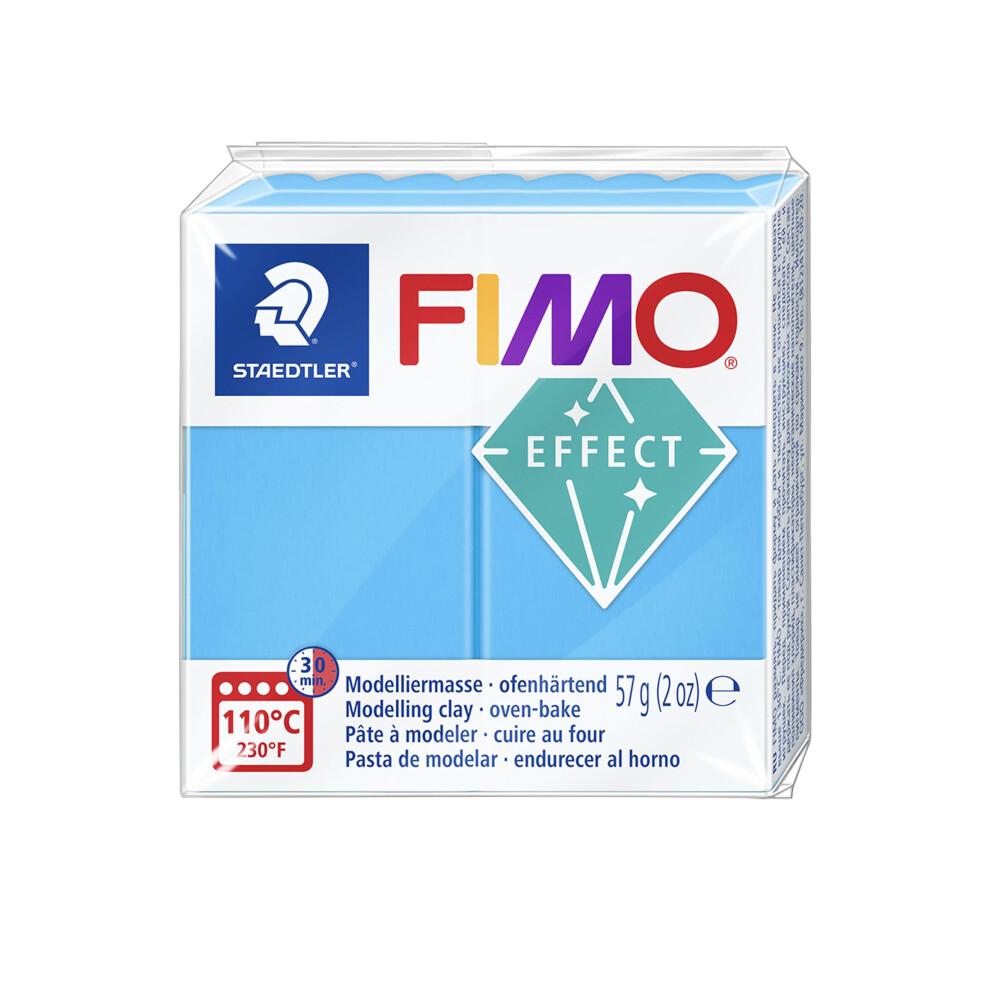 Staedtler FIMO Effects Polymer Clay - -Oven Bake Clay for Jewelry  Sculpting  Translucent Blue 8020-374