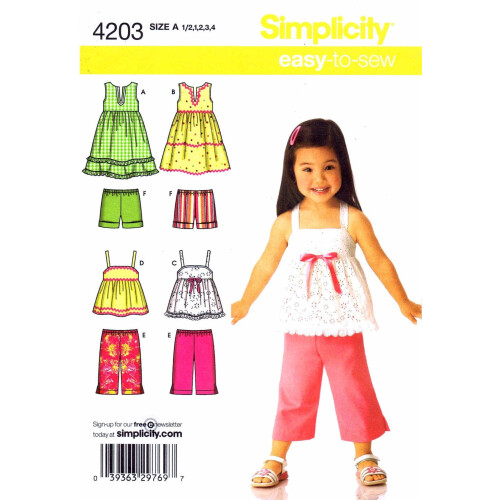 Simplicity Sewing Pattern 4203 Toddler Separates  A (1/2-1-2-3-4) 1