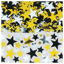 Hollywood met en vedette des confettis en argent noir metallique et jaune - 2,5 oz. (1 pc) - parfait pour les evenements glamour et les affaires