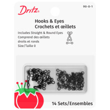 Dritz Haken- und senverschl sse, 14 St ck, Gr e 0, Schwarz