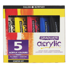 Daler-Rowney Graduate acrylverfset, 5-tube, diverse kleuren, 120 ml - Acrylverfbenodigdheden voor kunstenaars en studenten - Acrylverf voor panel