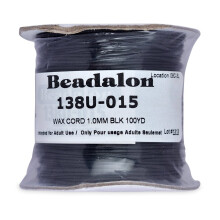 Corda de Cera Coreana Beadalon 1.0mm Preta, 100 Jardas