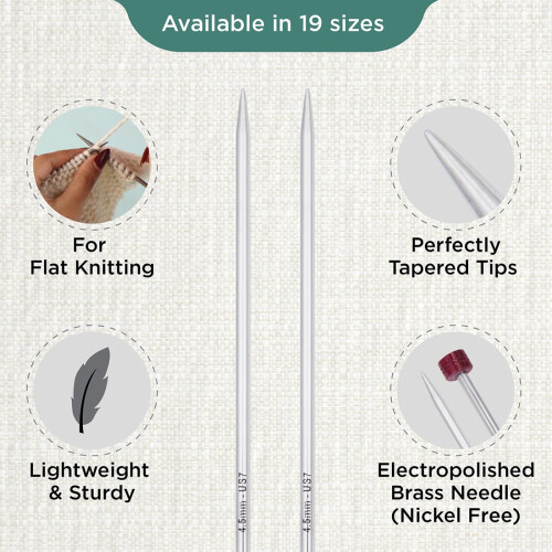 KnitPro Nova Single Pointed Needle 10"""" (25cm) | US Size 7 (4.5mm) 2