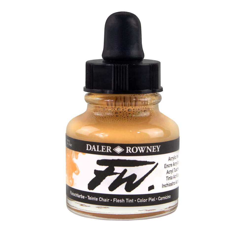 Flacon en verre d'encre acrylique Daler-Rowney FW avec compte-gouttes 29,5 ml - Rose p   che