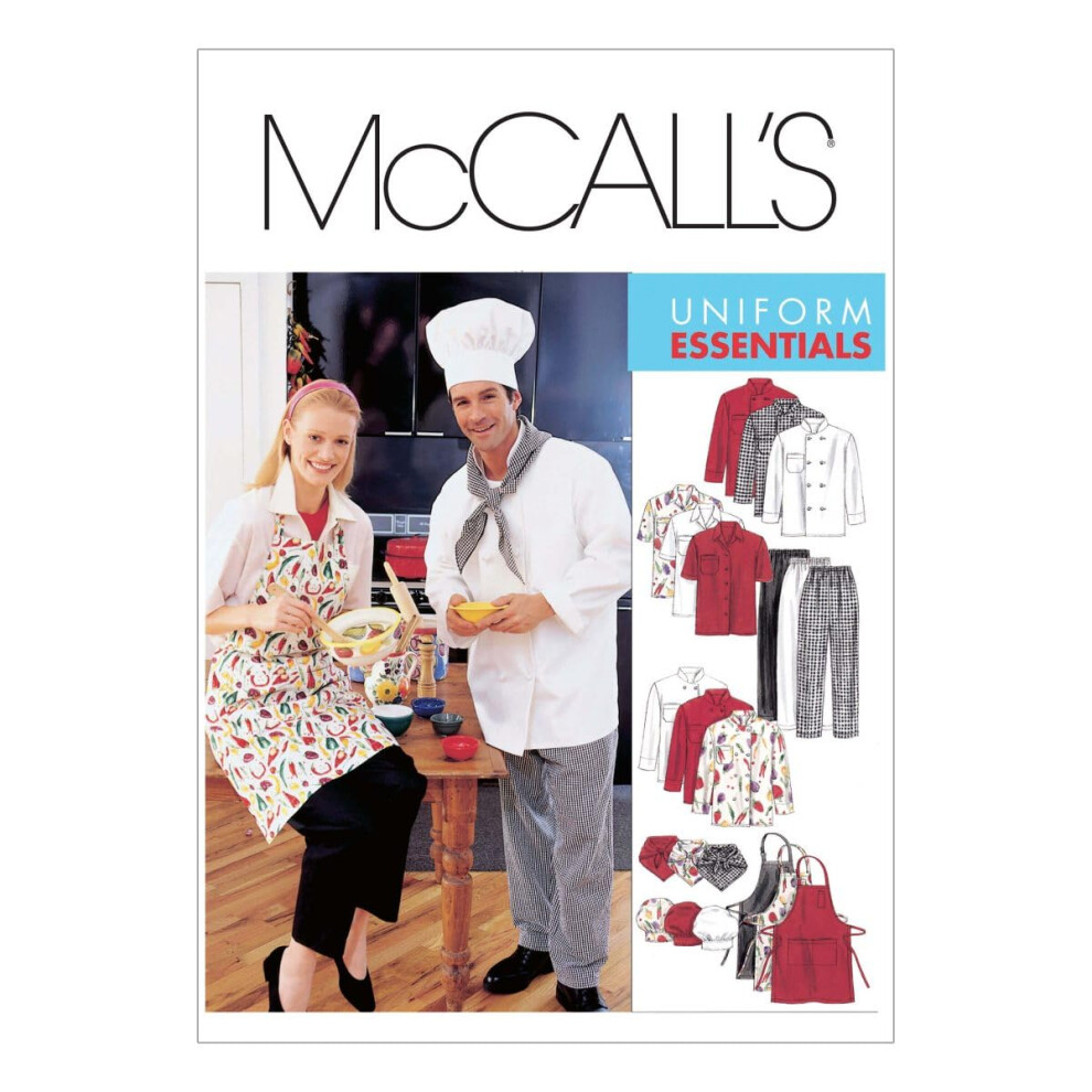 Patrons McCall's M2233MED M2233 Veste pour femme et homme, chemise, tablier, pantalon     enfiler, foulard et chapeau, taille MED