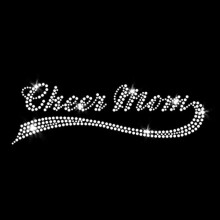 Cheer Mom Swoosh Iron On Rhinestone Crystal T-Shirt Transfer af JCS Rhinestones
