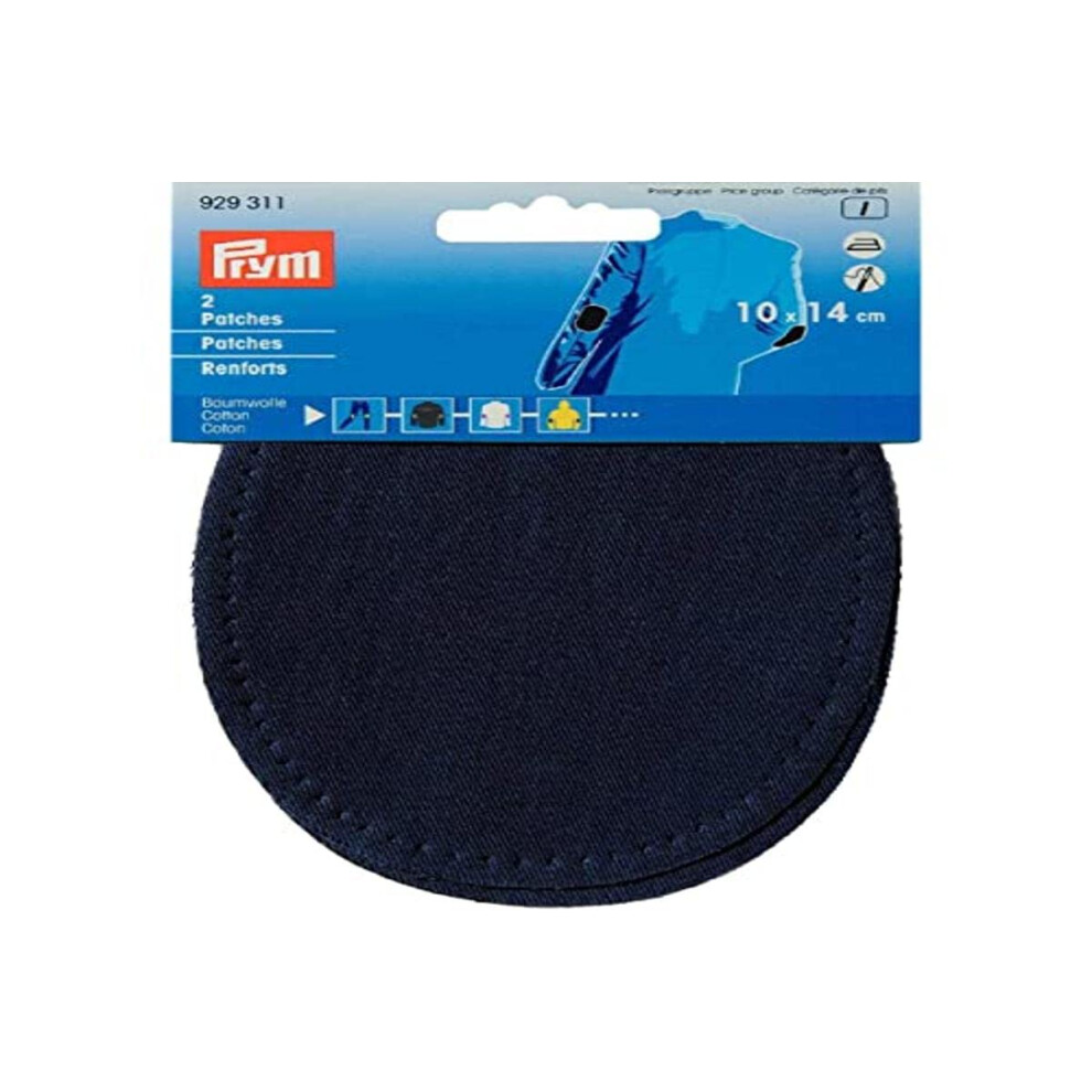 Prym 14 x 10 cm 2-Piece Patches for Ironing/Sewing-On  Navy Blue by Prym