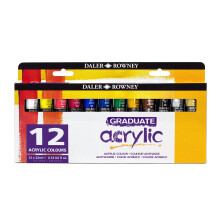 Daler Rowney Graduate Acrylic Paint Set 12-Tube Assorted Colors 22ml - Acrylic Painting Supplies for Artists and Students - Acrylic Paints for