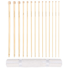 Curtzy Bamboo Tunisian Afghan Crochet Hooks (14 Sizes) - Each Hook Measures 35cm/14 inches - Sizes 0.07 mm to 0.39 mm - Tunisia Hooks for Crochet
