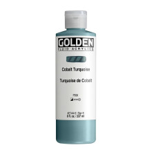 Acrílicos Fluídos da GOLDEN, Turquesa Cobalto, 8 fl. oz., Tinta Acrílica Profissional, Semi-Opaque