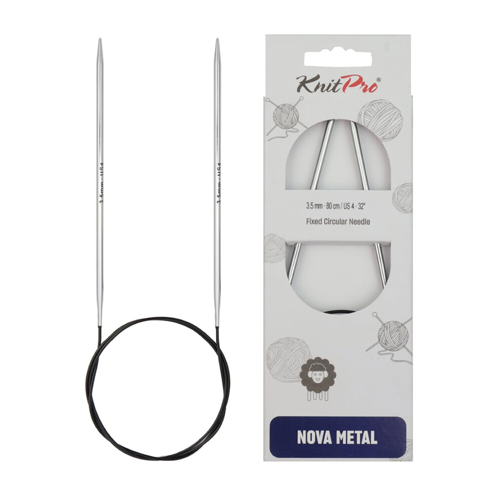 Knitpro Nova Metal: Knitting Pins: Circular: Fisso: 80 Cm X 3.50 Mm, Ottone, Silver, 3,5 Mm-image