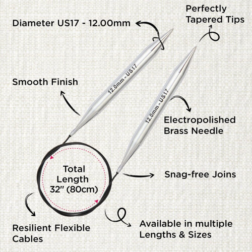KnitPro Nova Fixed Circular Needle 32"""" (80cm) | US Size 17 (12mm) 2