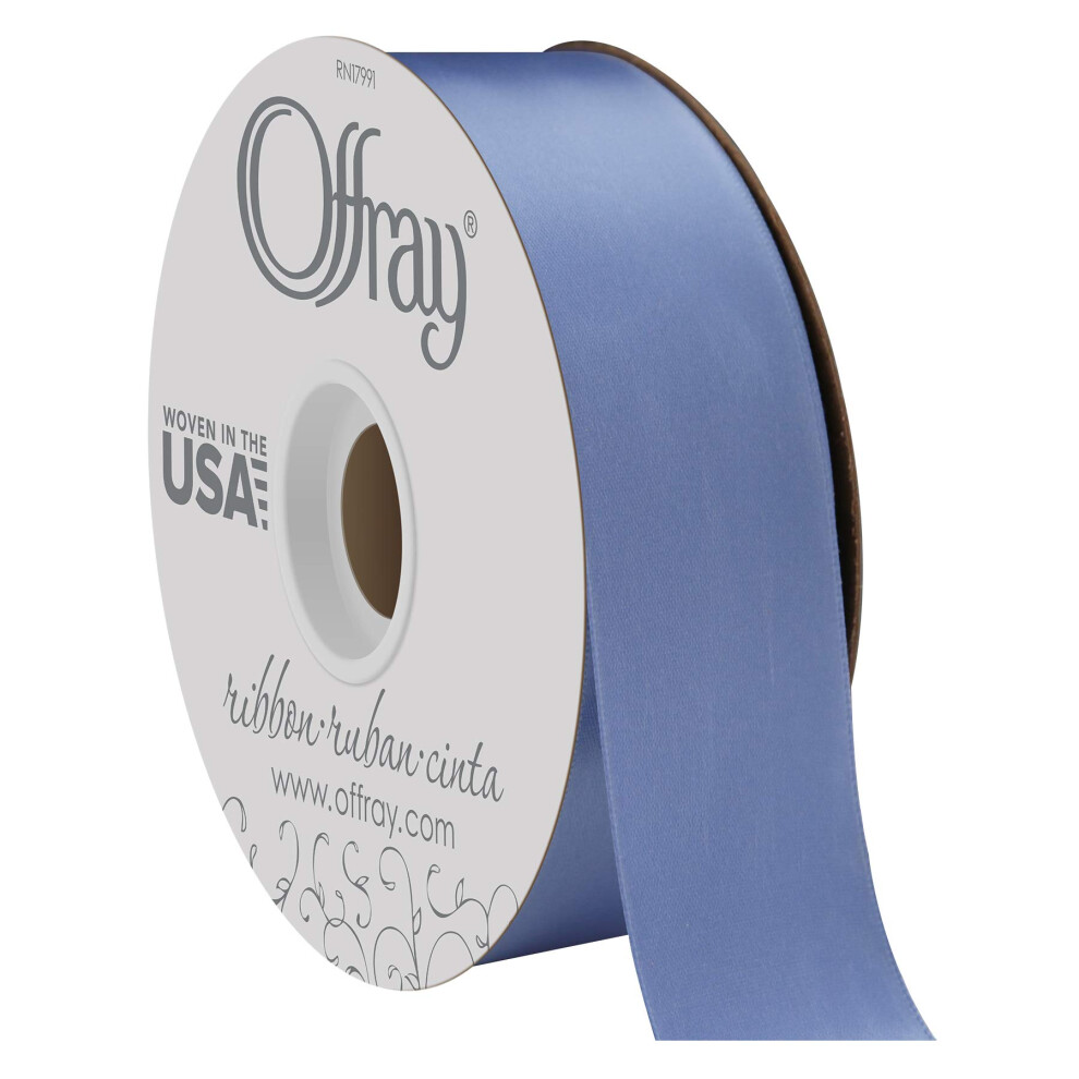 Berwick Offray 1.5"""" Wide Double Face Satin Ribbon True 50 Yds Blue