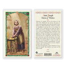 Immagine sacra con preghiera di San Giuseppe Lavoratore (HC9-037E) - Plastificata