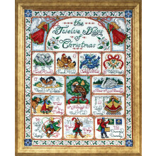 Design Works Crafts 5435 Kit punto croce contato ""12 giorni di Natale"" 14 x 18"" Bianco