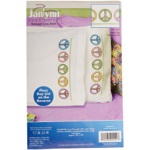 JANLYNN Stamped Cross Stitch Pillowcase Pair 20""""X30""""  Peace Sign
