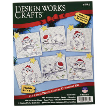 Design Works Crafts 1684 Christmas Cats Cross Stitch Ornament Kit  3-1/2"""" x 3-1/2""""