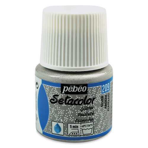 Pebeo Light Fabrics Glitter Setacolor Fabric Paint  45ml  Silver