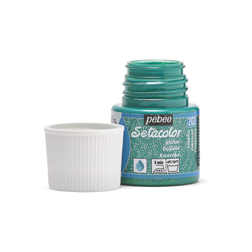 Pebeo Light Fabrics Glitter Setacolor Fabric Paint  45ml  Emerald 1