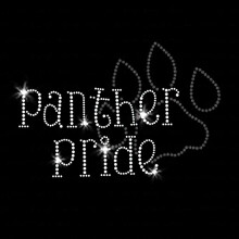 Panther Pride Paw Print Mascot Glittrande klargr Strykning av Rhinestone Glas Crystal T-Shirt Transfer frn JCS Rhinestones