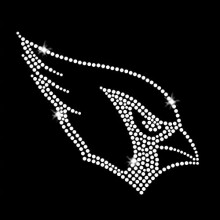 Kardinaal Blauwe Gaai Hoofd Glinsterende Bling Strijk Op Strass Kristal T-shirt Transfer door JCS Rhinestones