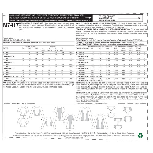 McCall Patterns Badeanz   ge f   r Damen/M   dchen 2