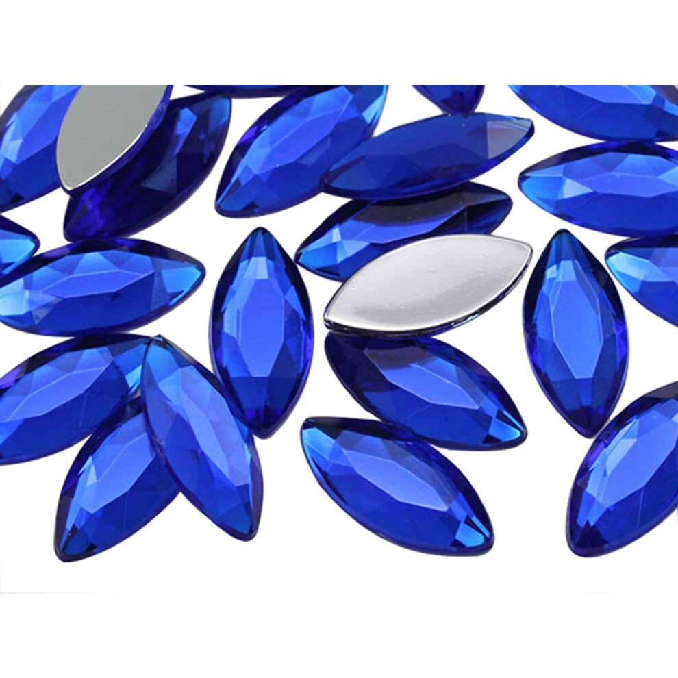 Allstarco 20X9Mm Sapphire A09 Navette Flat Back Acrylic Rhinestones Marquise Gems For Crafts Horse Eye Costume Embelishments Card Making Jewels Jewelry Making Cosplay Jewels - 25 Pieces-image