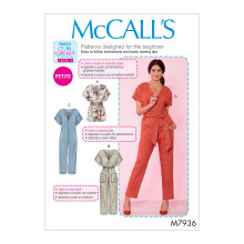 McCall's Patterns McCall's Learn Jumpsuit og Rulledragt til kvinder st?rrelser L-XL Sym?nster Hvid