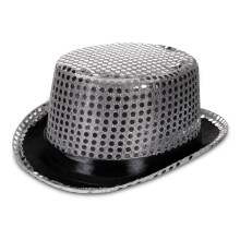 Windy City Novelties - S?lv pailletter fest tophat | Mardi Gras Festartikler Festhat Kostumetilbeh?r til m?nd og kvinder.