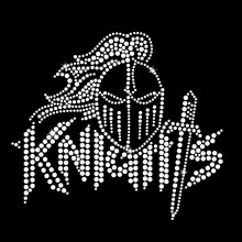 Knights Mascot School Logotyp Stryk p Rhinestone Crystal Bling T-shirt Transfer frn JCS Rhinestones