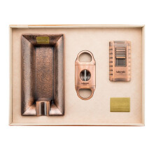 Cigar Tools Suit V-shaped Scissors Alloy Ashtray Three Direct Punch Lighter Retro Gift Box Three-piece Set