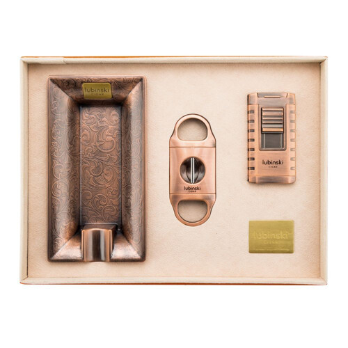 Cigar Tools Suit V-shaped Scissors Alloy Ashtray Three Direct Punch Lighter Retro Gift Box Three-piece Set