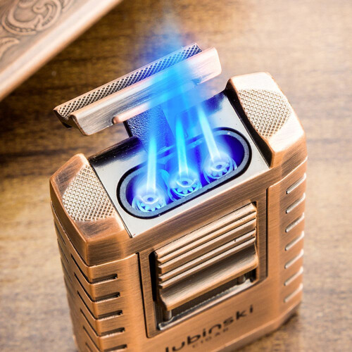 Cigar Tools Suit V-shaped Scissors Alloy Ashtray Three Direct Punch Lighter Retro Gift Box Three-piece Set 1
