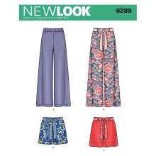 Simplicity Creative Patterns New Look 6289 Damespatroon: pull-on broek of korte broek en riem met strik A (8-10-12-14-16-18)
