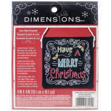 Dimensions """"Have a Merry Christmas"""" Counted Cross Stitch Ornament  Black 14 Count Aida Cloth  5"""" x 6""""