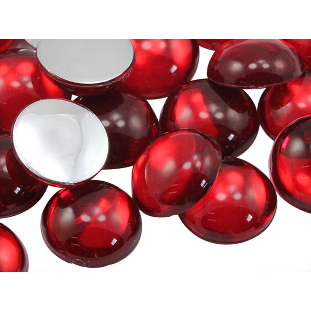 Allstarco 13Mm Red Ruby .Tm Platte Achterkant Ronde Cabochon Van Acryl Van Professionele Kwaliteit - 50 Stuks-image