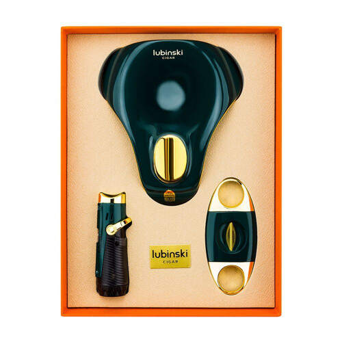 Cigar Suit Metal Lighter Scissors Ceramic Ashtray Three-piece Gift Box Suit