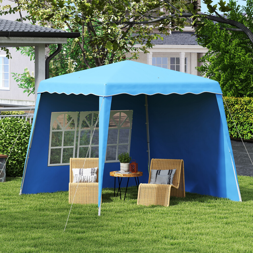 Outsunny 2.4 x 2.4m UV50+ Pop Up Gazebo Canopy Tent with Carry Bag, Blue