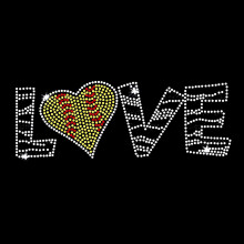 Love Softball Fastpitch Sparkly Strijk-op Strass Kristal Bling T-shirt Transfer door JCS Rhinestones