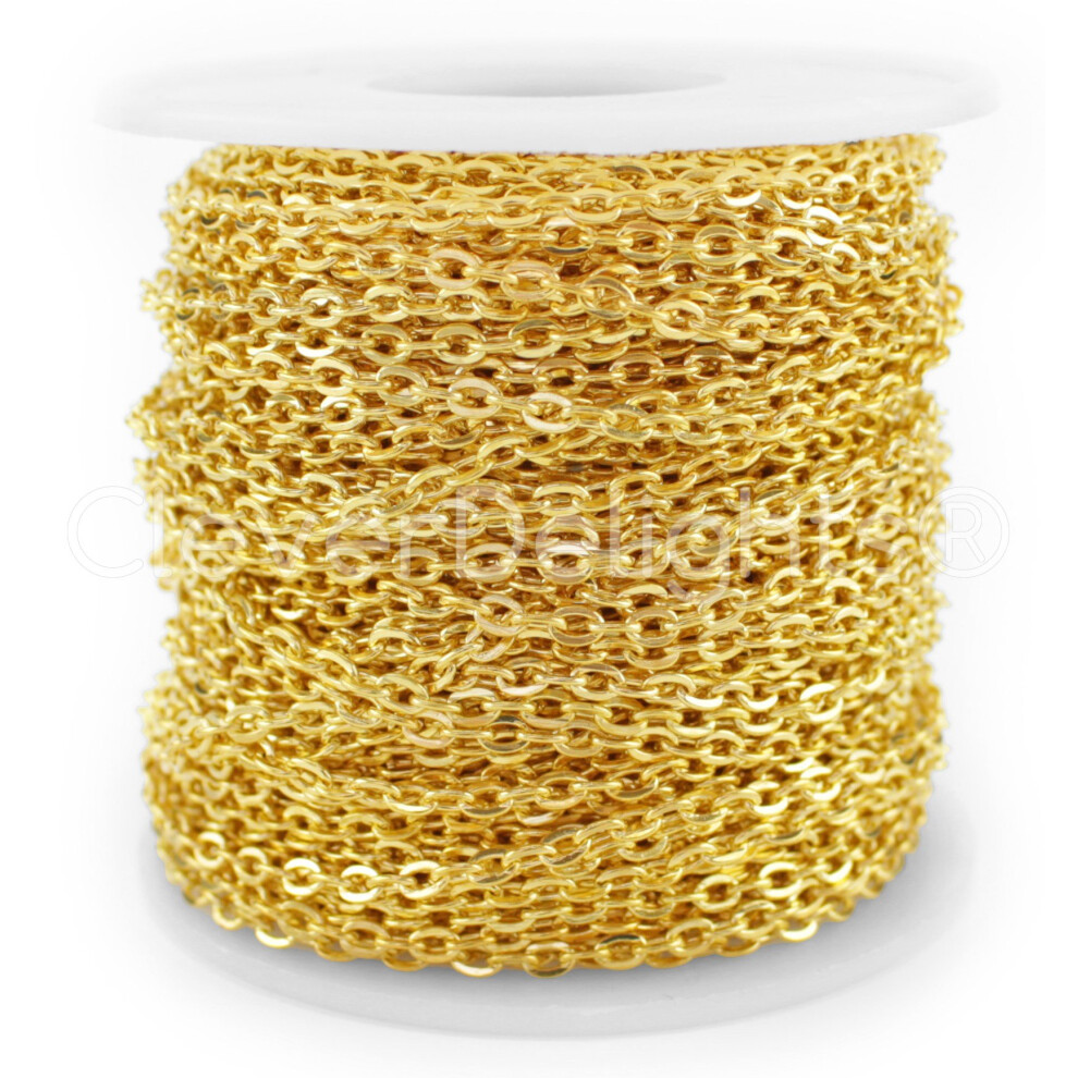 Cleverdelights 3 X 4 Mm Kabelkette ? Farbe Gold ? 30 Fu?-image