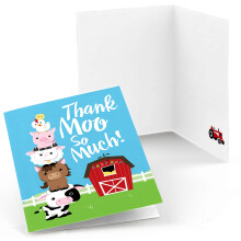 Big Dot of Happiness Boerderijdieren - Bedankkaartjes voor babyshowers of verjaardagsfeestjes (8 stuks)