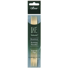 clover Takumi Bamboo: Knitting Pins: Double Ended: Sets of Five: 16cm x 3.25mm Wood 3.25mm