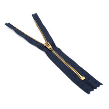YKK Close End Metal Zip para Jeans Denim Pockets, etc. Cinta azul marino. Diente/cabeza dorada de latn. Variedad de tamaos de 3.5 a 7 pulgadas. (6