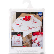 Kit per tovaglia a punto croce Vervaco, 32 x 32 pollici, Elfi di Natale