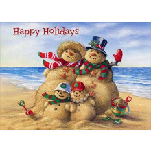 Beach Snowman Family - Red Farm Studios Box med 18 julkort fr varmt vder