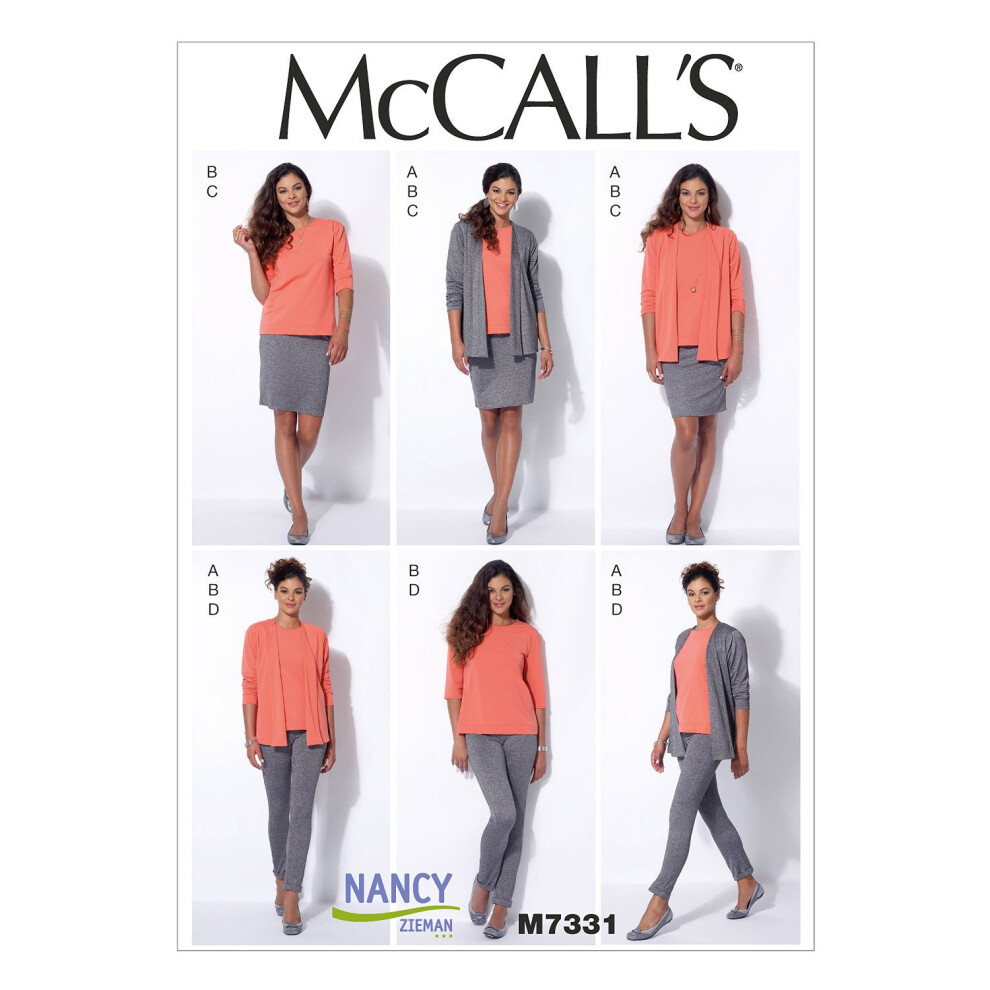 Patron McCall's M7331   : veste, t-shirt, jupe crayon et leggings pour femme, taille A5 (6-8-10-12-14)