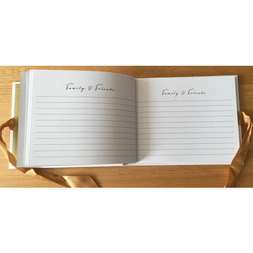 White Wedding Guest Book Gift With Gold Ribbon 2