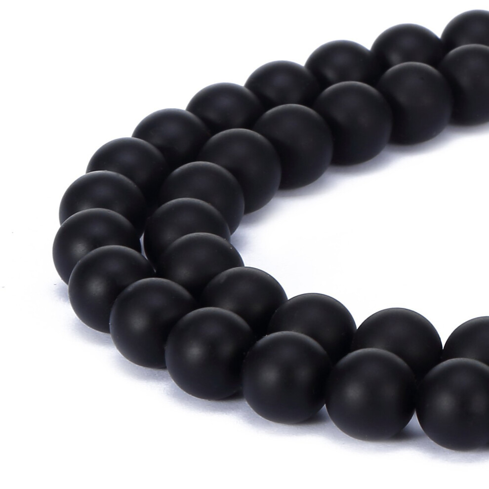 Prachtige Natuurlijke Fuchsia Drusy Agaat Edelsteen Matte Ronde Losse Kralen Voor Het Maken Van Sieraden (10 Mm Zwarte Onyx)-image