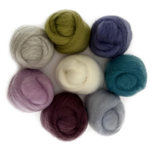 Wistyria Editions Wool Roving 12"""" 0,25 oz 8/Pkg-Tranquility 1
